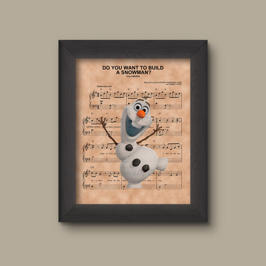 Disney Frozen, Olaf Do You Want To Build A Snowman Sheet Music Art Print, Frozen Gift, Olaf Art | Fine Art Print