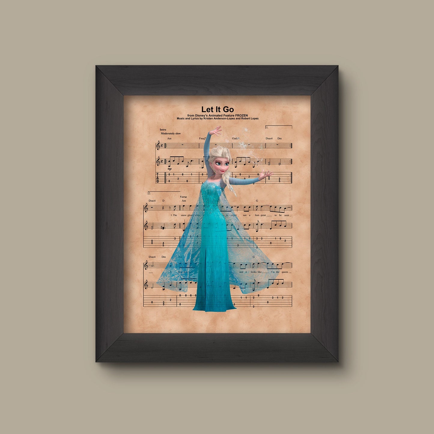Disney Frozen, Elsa Let It Go Sheet Music Art Print, Frozen Elsa, Frozen Art | Fine Art Print