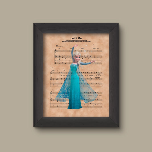 Disney Frozen, Elsa Let It Go Sheet Music Art Print, Frozen Elsa, Frozen Art | Fine Art Print