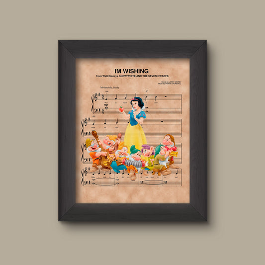 Snow White and the Seven Dwarfs Im Wishing Sheet Music Art Print | Fine Art Print
