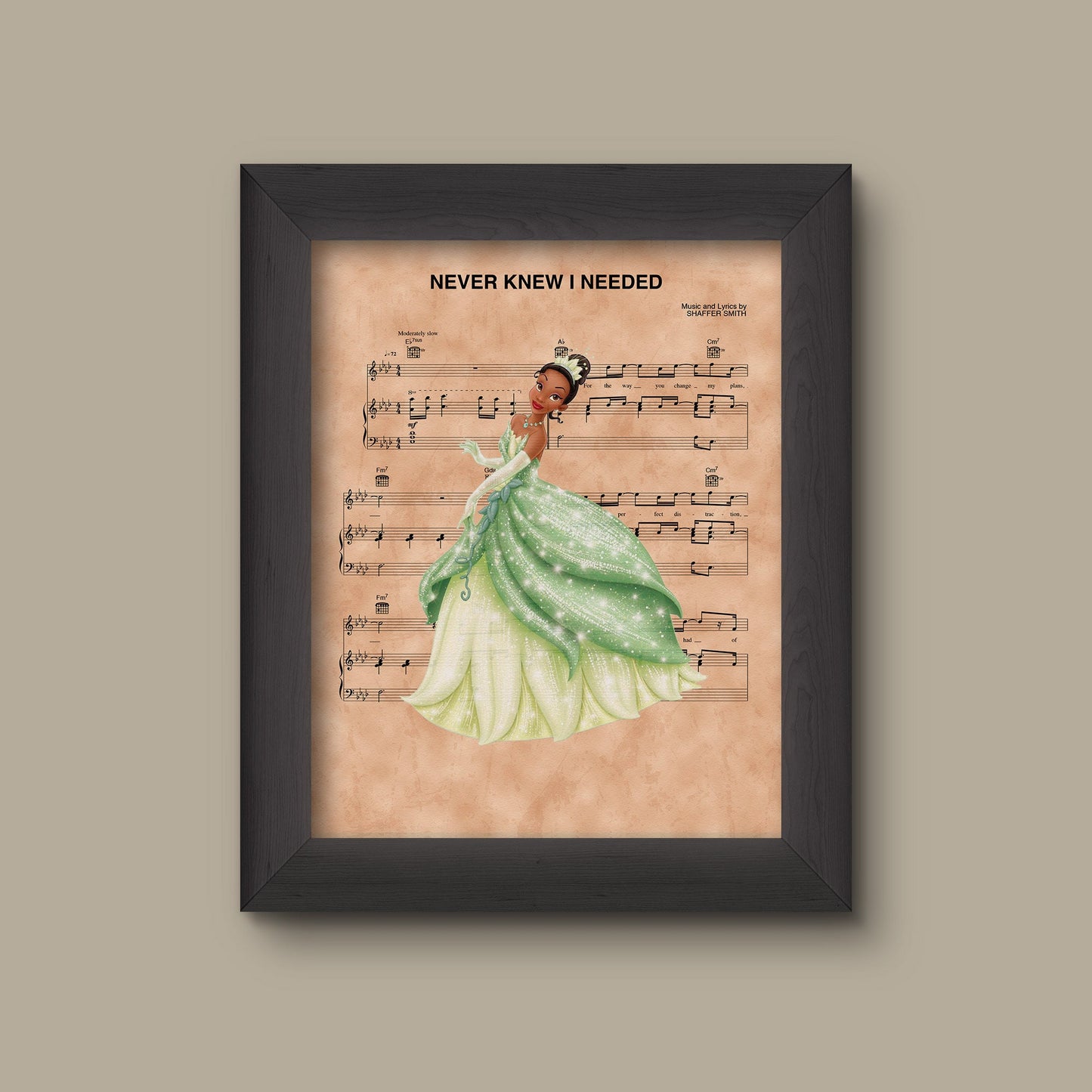 Princess and the Frog Tiana Never Knew I Needed Sheet Music Art Print | Fine Art Print