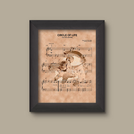 Lion King Simba Silhouette Circle of Life Sheet Music Art Print | Fine Art Print