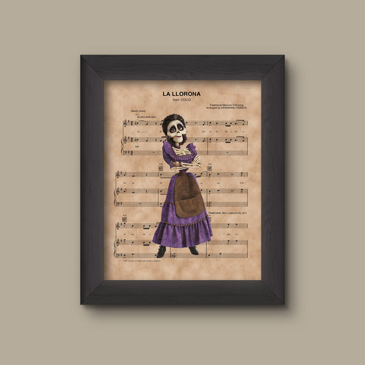 Coco, Mama Imelda, La LLorona Sheet Music Art Print Disney Nursery Gift, Wall Decor, Sheet Music Art Print | Fine Art Print