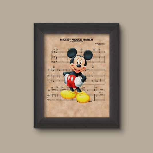 Mickey Mouse, Mickey Mouse March Sheet Music Art Print, Disney Nursery Gift, Disney Wall Decor | Fine Art Print