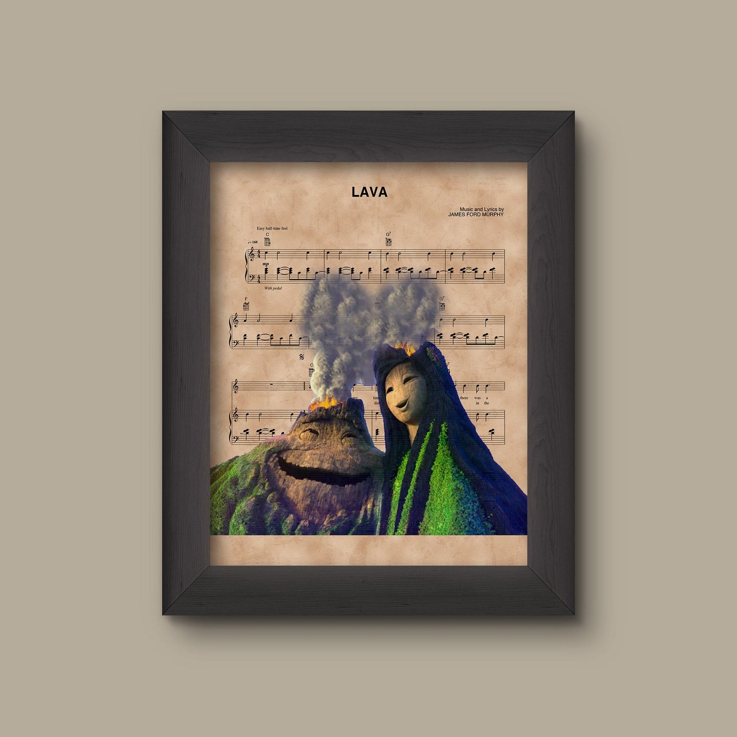 Lava With Heart Over Sheet Music Art Print Disney Pixar | Fine Art Print