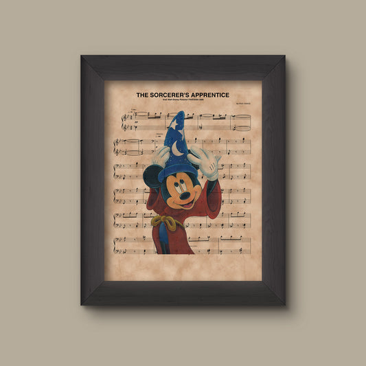 Mickey Mouse, Fantasia, The Sorcerer's Apprentice Sheet Music Art Print | Fine Art Print