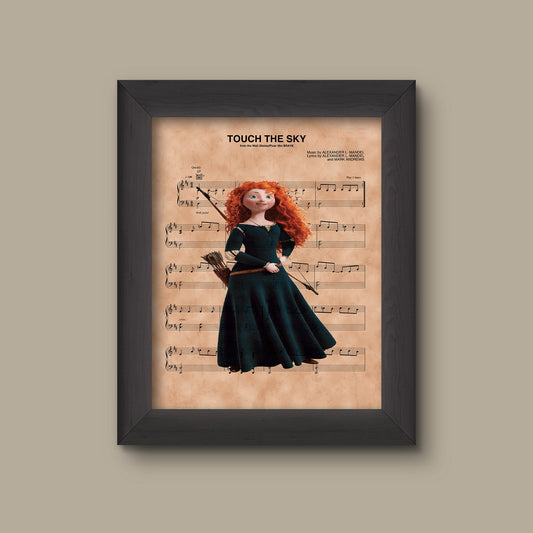 Disney Brave, Merida Sheet Music Art Print, Merida Gift, Merida Art, Touch The Sky Sheet Music Art Print | Fine Art Print