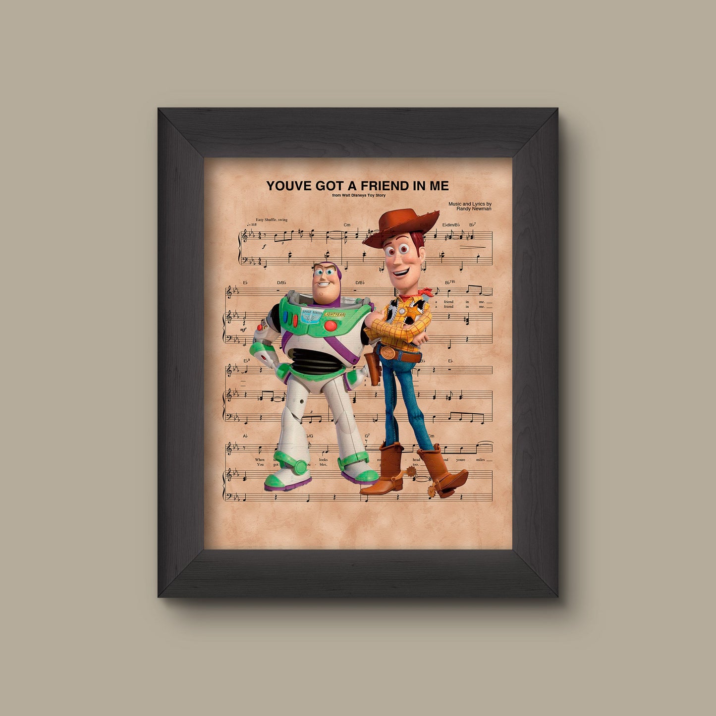 Toy Story, Buzz Woody, You've Got A Friend In Me, Wall Decor, Sheet Music Art Print | Fine Art Print
