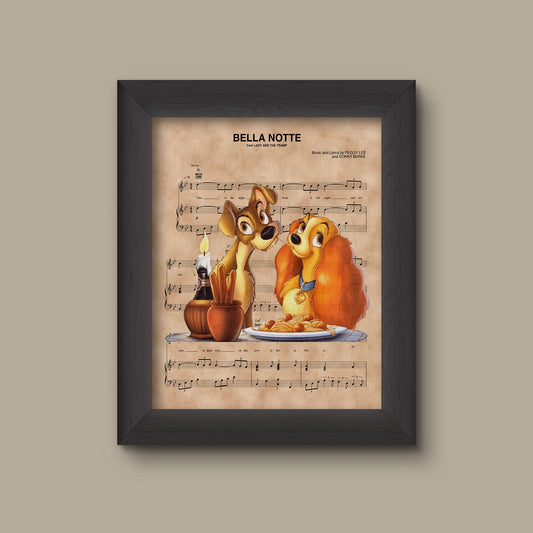 Disney Lady and the Tramp Belle Note Sheet Music Art Print | Fine Art Print