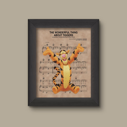 Winnie the Pooh, Tigger Disney Wedding Gift, Disney Anniversary Gift For Her, Winnie Tigger, Wall Decor, Sheet Music Art Print | Fine Art Print