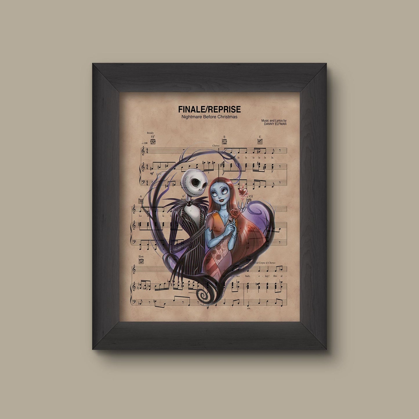 Nightmare Before Christmas Sketch Simply Meant to Be Sheet Music Art Print, Wedding Gift, Jack Skellington And Sally Wedding, Theme Wedding. | Fine Ar