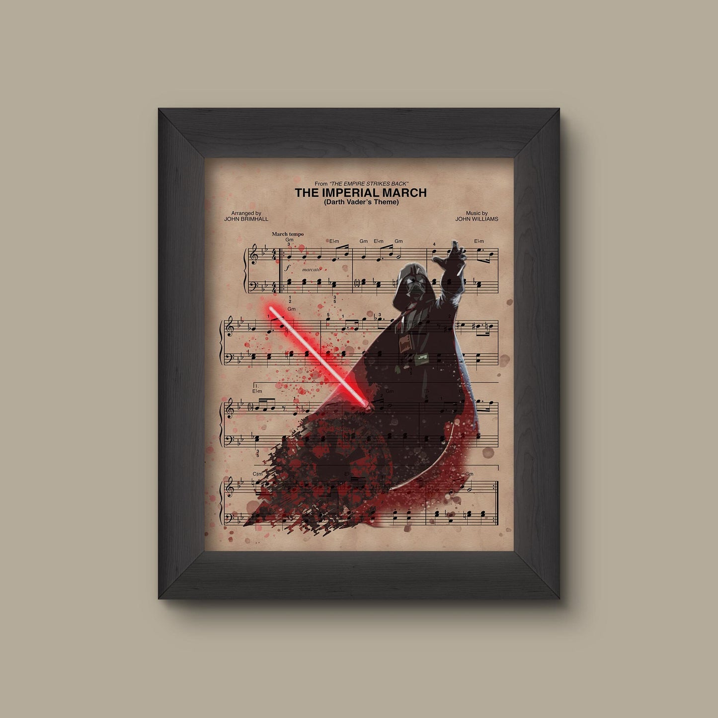 Disney Star Wars Theme Sheet Music Art Print, Darth Vader lightsaber, Star Wars, tie fighter, star destroyer, imperial logo, Imperial March | Fine Art