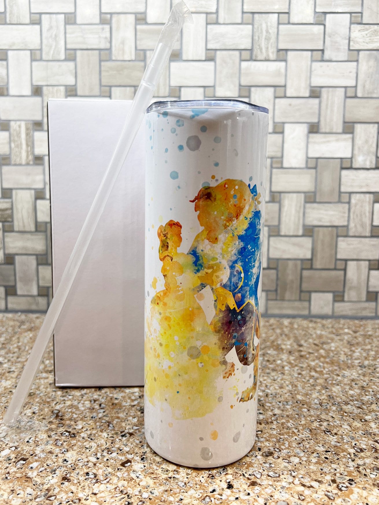 Disney Beauty and the Beast watercolor tumbler 20 ounce oz Belle, A Tale As Old As Time Anniversary Gift Christmas Gift for her | Insulated Tumbler