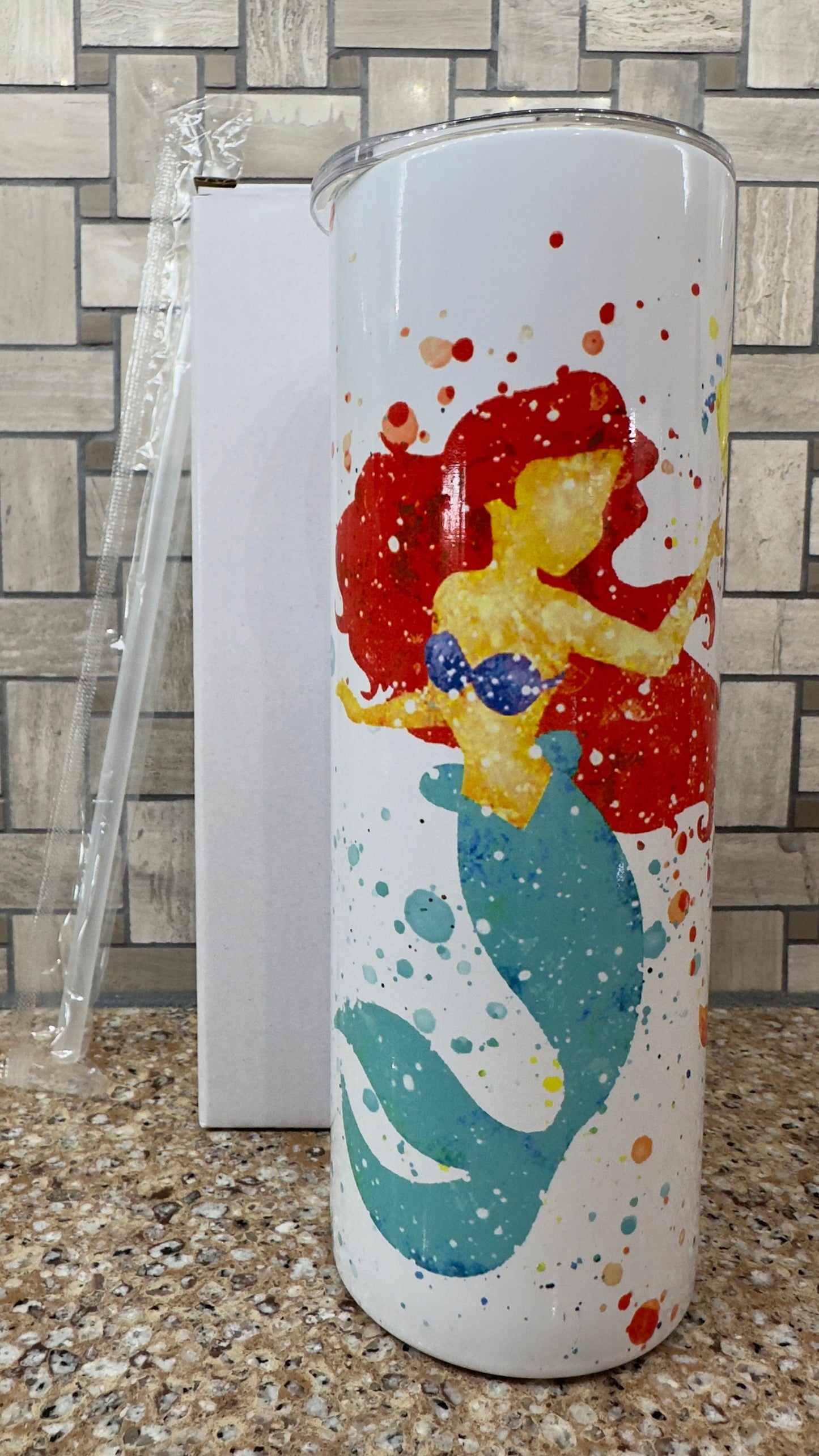 Disney Little Mermaid watercolor tumbler 20 ounce oz Ariel, Part of Your World Anniversary Gift Christmas Gift for her | Insulated Tumbler