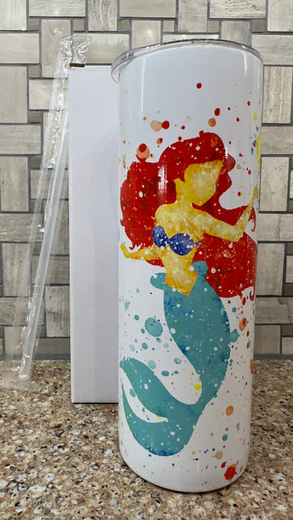 Disney Little Mermaid watercolor tumbler 20 ounce oz Ariel, Part of Your World Anniversary Gift Christmas Gift for her | Insulated Tumbler