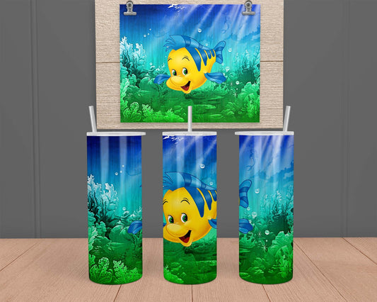 Disney Little Mermaid tumbler 20 ounce oz Flounder, She's In Love Anniversary Gift Christmas Gift for her | Insulated Tumbler