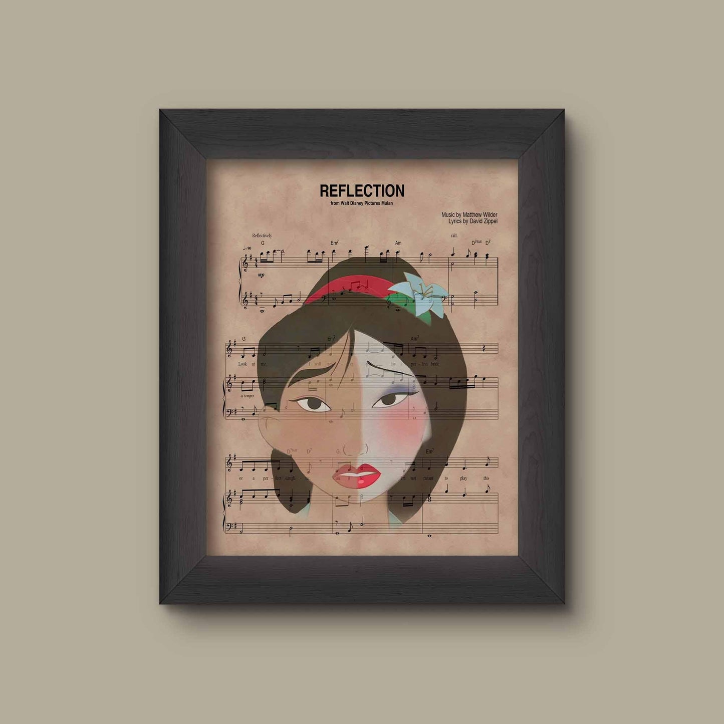Mulan Reflection Sheet Music Art Print | Fine Art Print