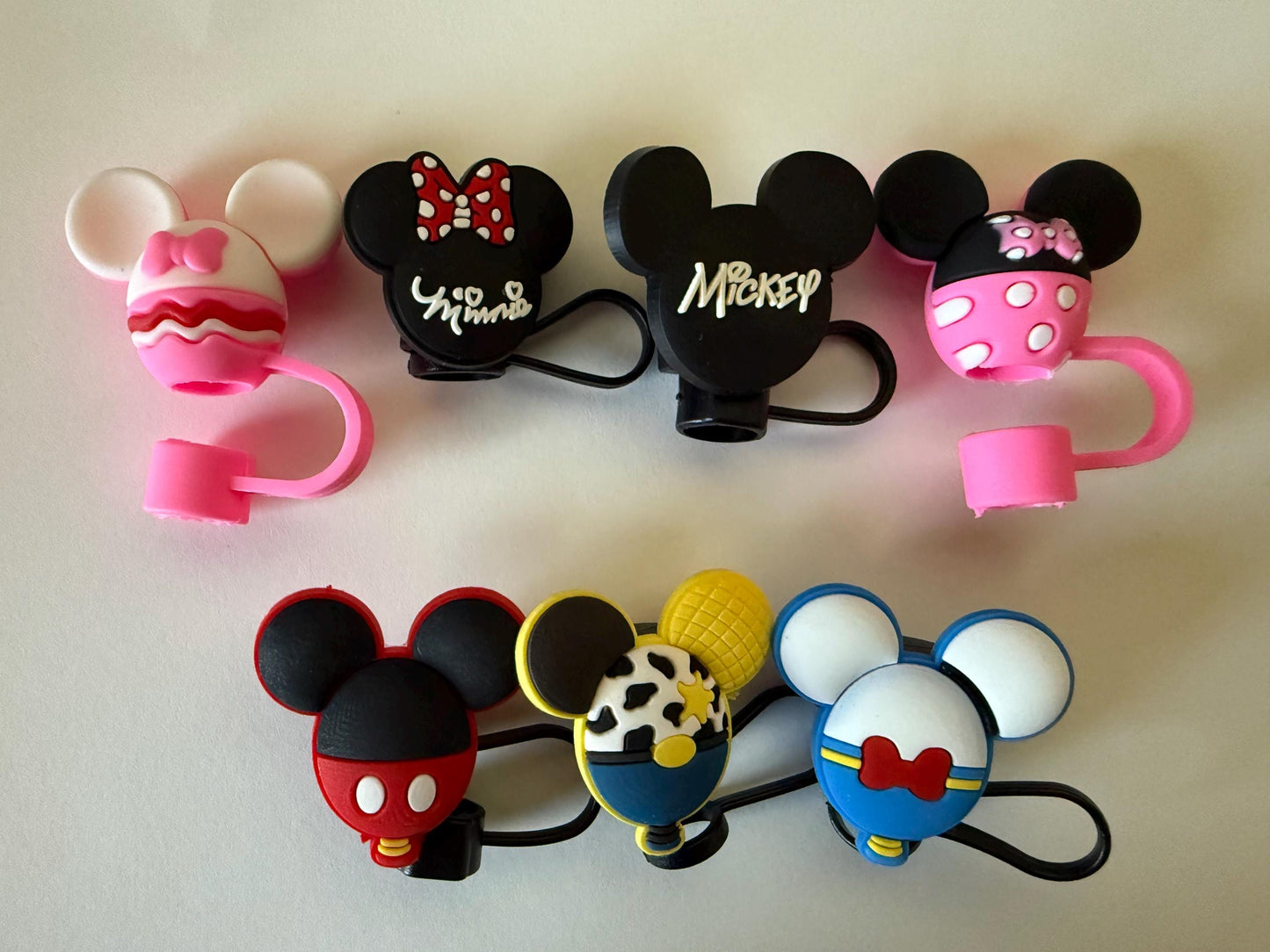 Mickey and Friends Characters Straw Topper Straw Cover Beverage Protector for Stanley | Straw Toppers Set