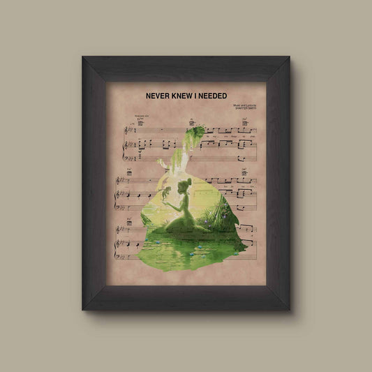 Princess and the Frog Tiana Watercolor Never Knew I Needed Sheet Music Art Print | Fine Art Print