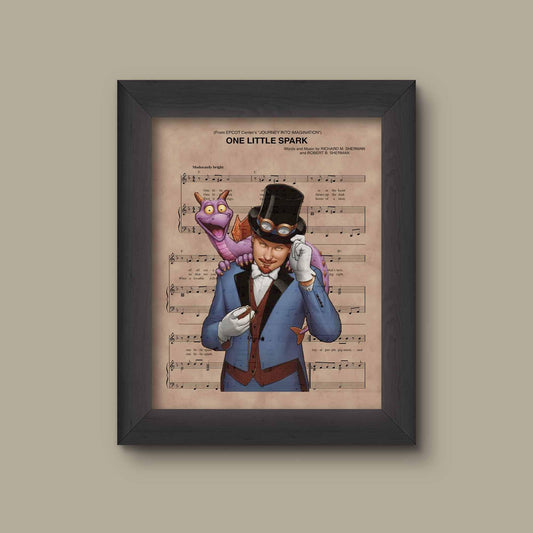 Disney Figment Sheet Music Art Print, Journey into Imagination Wedding Gift, Anniversary Gift, Wedding Sign, Disney Bride. | Fine Art Print