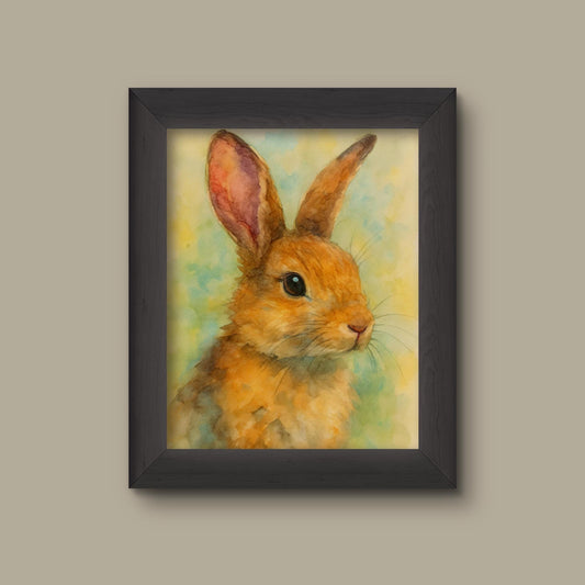 Watercolor Rabbit Art Print – Woodland Animal Nursery Decor | Fine Art Print