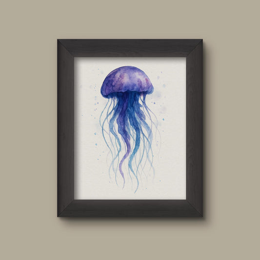 Purple Watercolor Jellyfish Print | Ocean Sea Life Wall Art | Fine Art Print