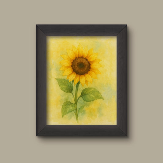 Sunflower Watercolor Art Print | Floral Wall Decor | Fine Art Print