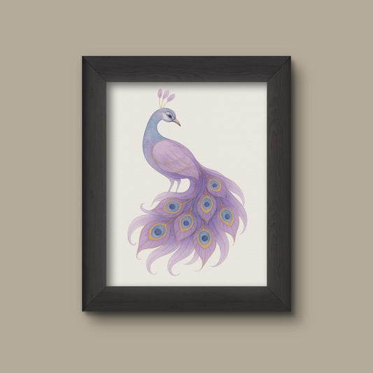 Lilac Watercolor Peacock Art Print | Fine Art Print