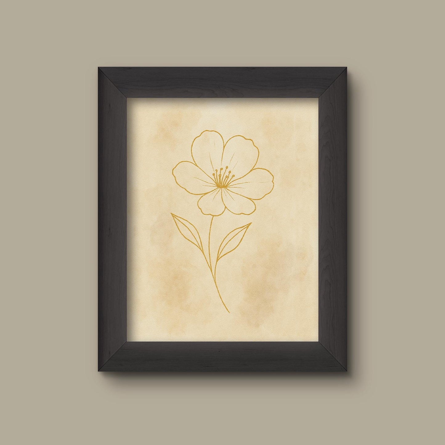 Gold Outline Daisy Watercolor Art Print | Fine Art Print