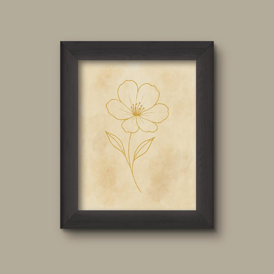 Gold Outline Daisy Watercolor Art Print | Fine Art Print