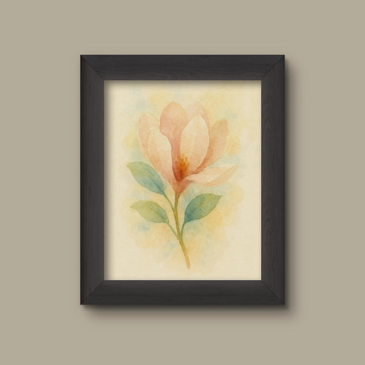 Pink Watercolor Magnolia Art Print | Abstract Floral Wall Decor | Botanical Flower Painting | Fine Art Print