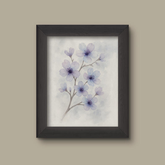 Lilac Watercolor Cherry Blossom Art Print | Floral Wall Decor | Botanical Flower Painting | Fine Art Print
