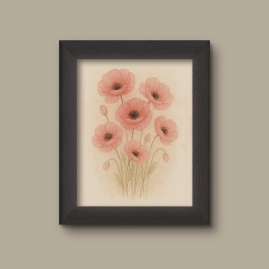Watercolor Poppies Art Print | Floral Wall Decor | Botanical Flower Painting | Fine Art Print