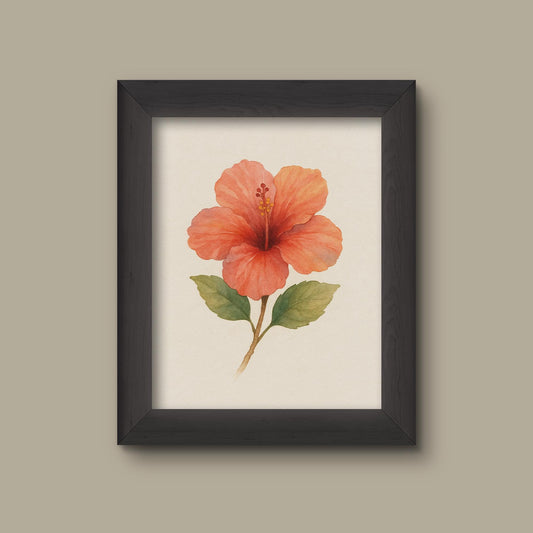 Watercolor Hibiscus Art Print | Floral Wall Decor | Botanical Flower Painting | Fine Art Print