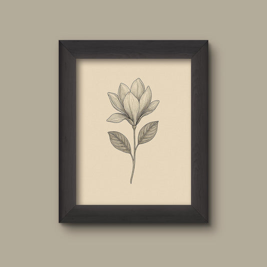 Vintage Magnolia Art Print | Floral Wall Decor | Botanical Flower Painting | Fine Art Print