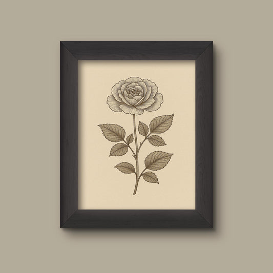 Vintage Rose Art Print | Floral Wall Decor | Botanical Flower Painting | Fine Art Print