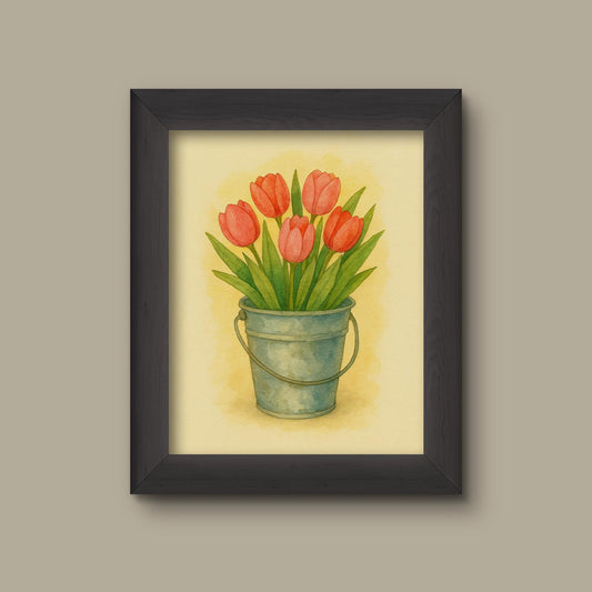Watercolor Tulips Art Print | Floral Wall Decor | Botanical Flower Painting | Fine Art Print