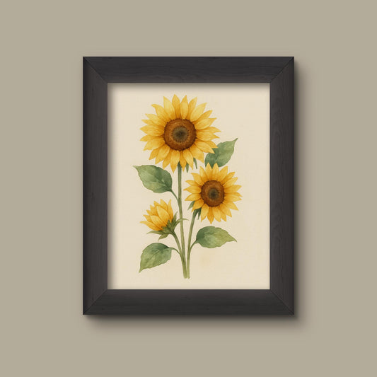 Watercolor Sunflowers Art Print | Floral Wall Decor | Botanical Flower Painting | Fine Art Print