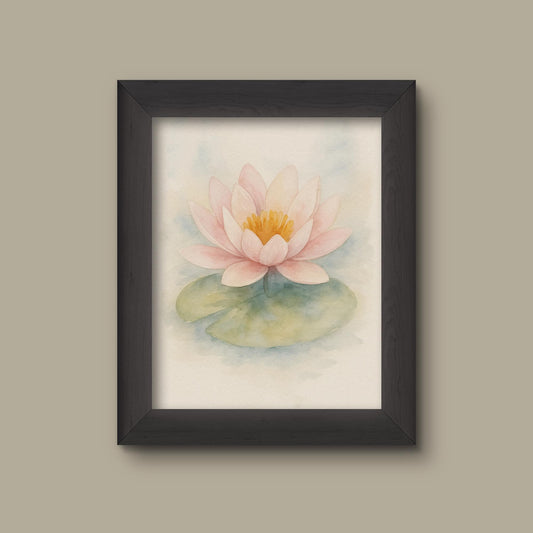 Watercolor Water Lilies Art Print | Floral Wall Decor | Botanical Flower Painting | Fine Art Print