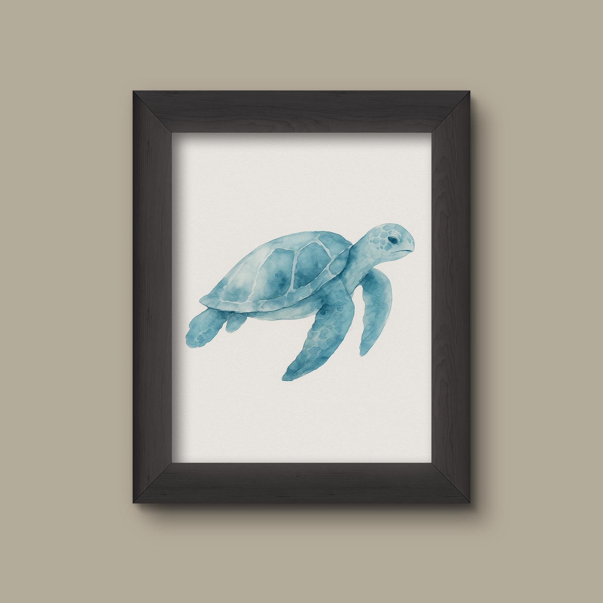 Blue Watercolor Sea Turtle Art Print – Fine Art Print – Prints Charming Art