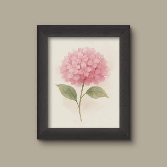 Pink Watercolor Hydrangea Art Print | Floral Wall Decor | Botanical Flower Painting | Fine Art Print