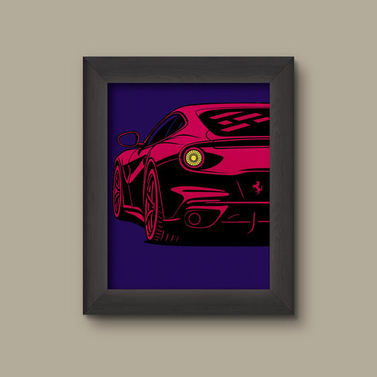 Pop Art Sports Car Print – Ferrari on Purple Background | Modern Car Wall Art | Fine Art Print