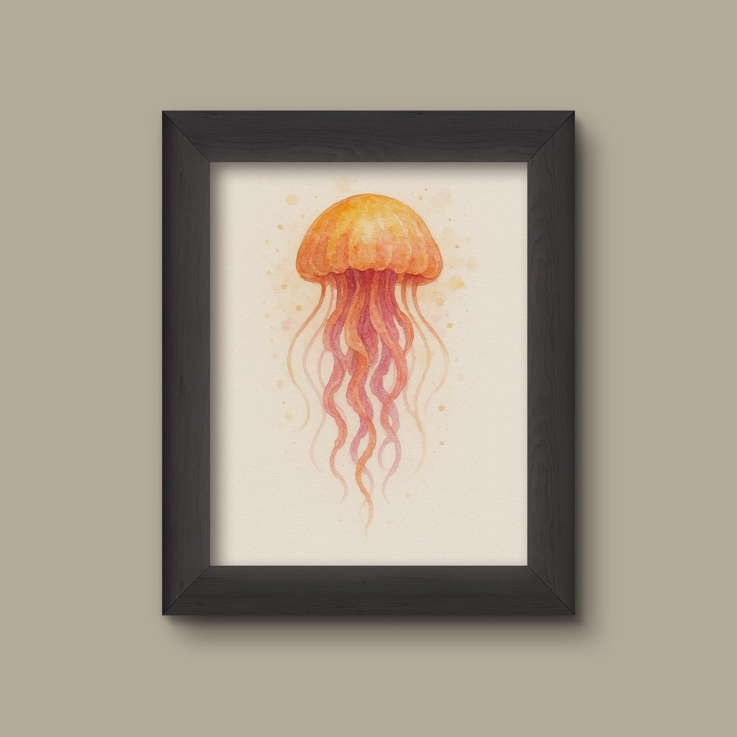 Orange Watercolor Jellyfish Print | Ocean Sea Life Wall Art | Fine Art Print