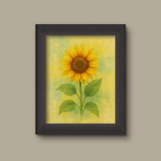 Rustic Sunflower Watercolor Art Print | Floral Wall Decor | Fine Art Print