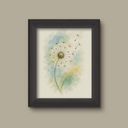 Abstract Dandelion Watercolor Art Print | Fine Art Print