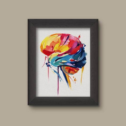 Abstract Brain Art Print | Colorful Human Anatomy Wall Decor | Modern Medical Illustration | Fine Art Print