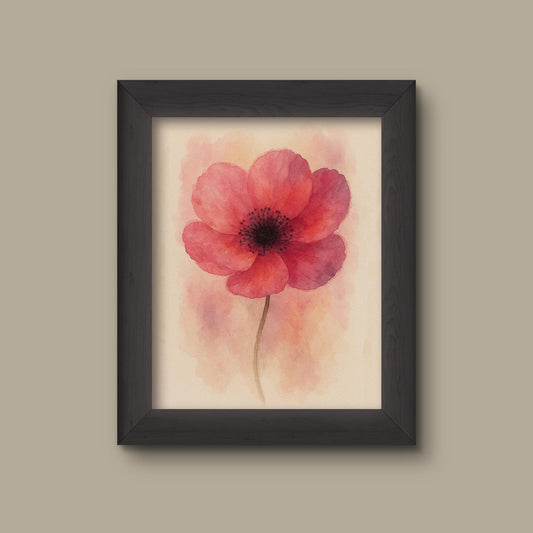 Red Watercolor Poppy Art Print | Abstract Floral Wall Decor | Botanical Flower Painting | Fine Art Print