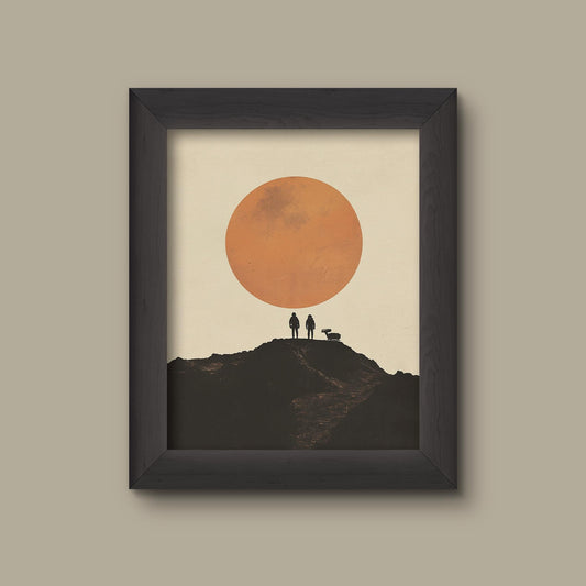 Minimalist Space Exploration Art Print | Retro Astronaut Poster | Sci-Fi Landscape Wall Decor | Fine Art Print