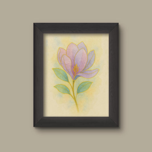 Purple Watercolor Magnolia Art Print | Abstract Floral Wall Decor | Botanical Flower Painting | Fine Art Print