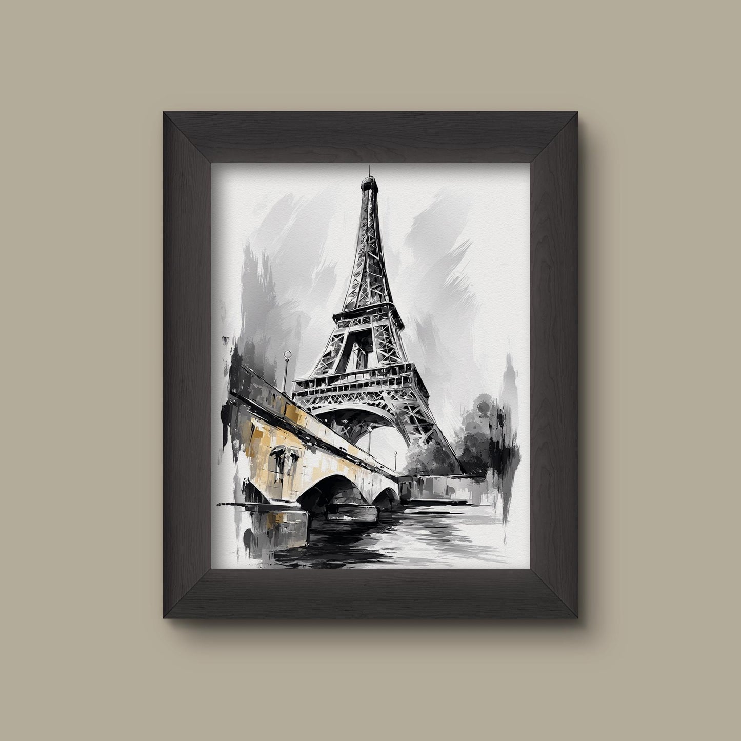 Eiffel Tower Art Print | Black and White Paris Landmark Illustration | Modern French Architecture Wall Decor | Fine Art Print